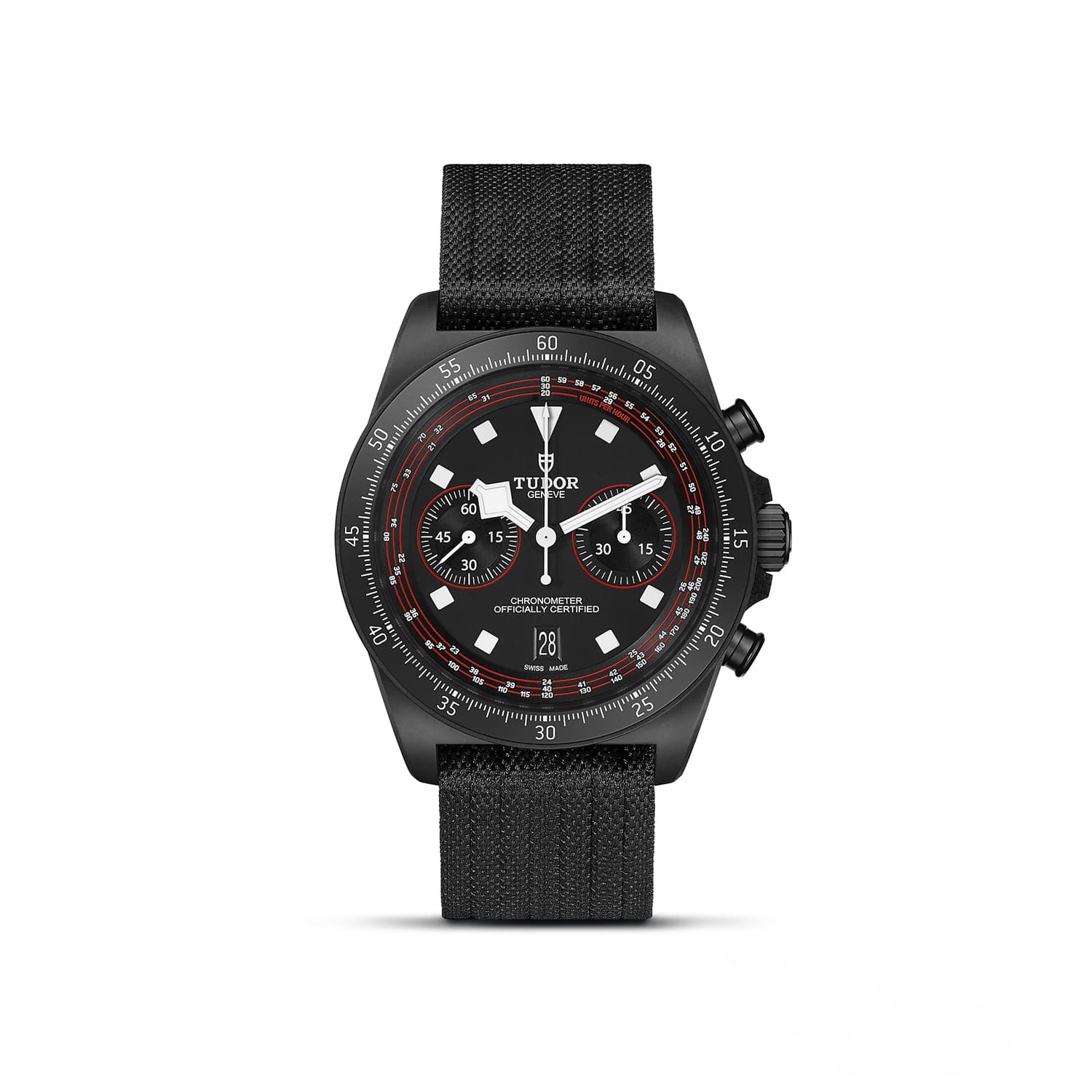 Montre TUDOR Pelagos FXD Chrono, Boîtier 43 Mm En Composite De Carbone, Bracelet En Tissu Noir - Carbone - Rouge