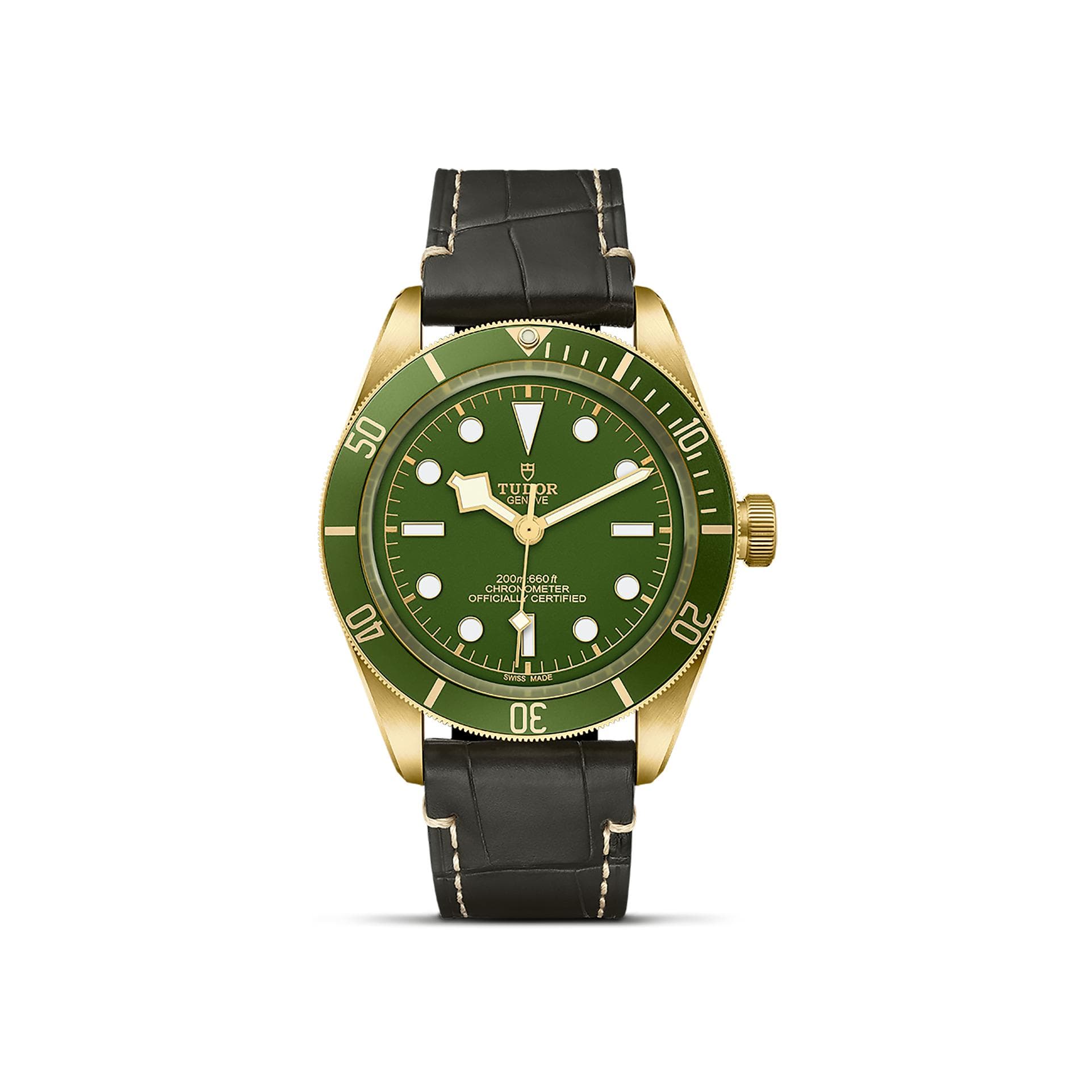 Montre TUDOR Black Bay 58 Boîtier En Or Jaune 39 Mm, Bracelet Alligator Brun - Or Jaune 750/1000ème - Vert